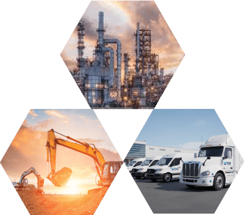 composición con imágenes de la industria petroquímica, construcción y transporte